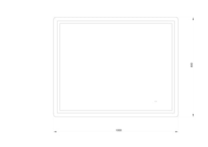 Firkantet Spejl med Frontlight LED-lys og Antidug 100x80 cm