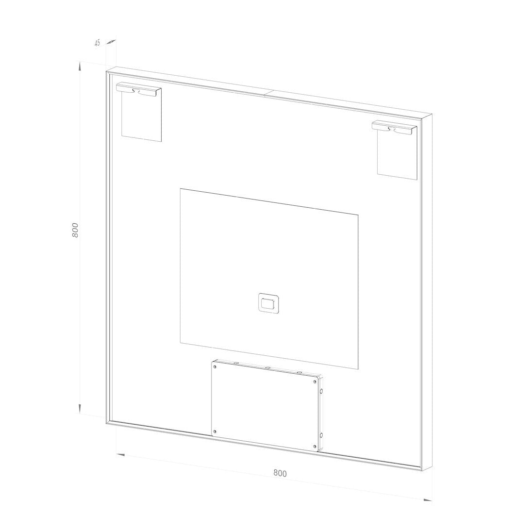 Firkantet Spejl med LED-lys i Ramme og Antidug 80x80 cm, Sort Ramme