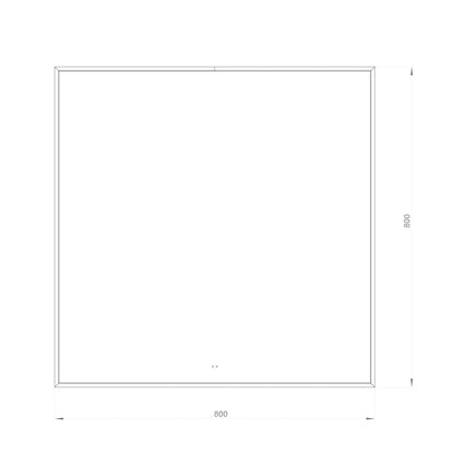 Firkantet Spejl med LED-lys i Ramme og Antidug 80x80 cm, Sort Ramme