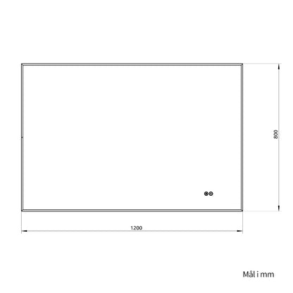 Rektangulært Spejl med LED-lys og Antidug 120x80 cm - Guld ramme 90º