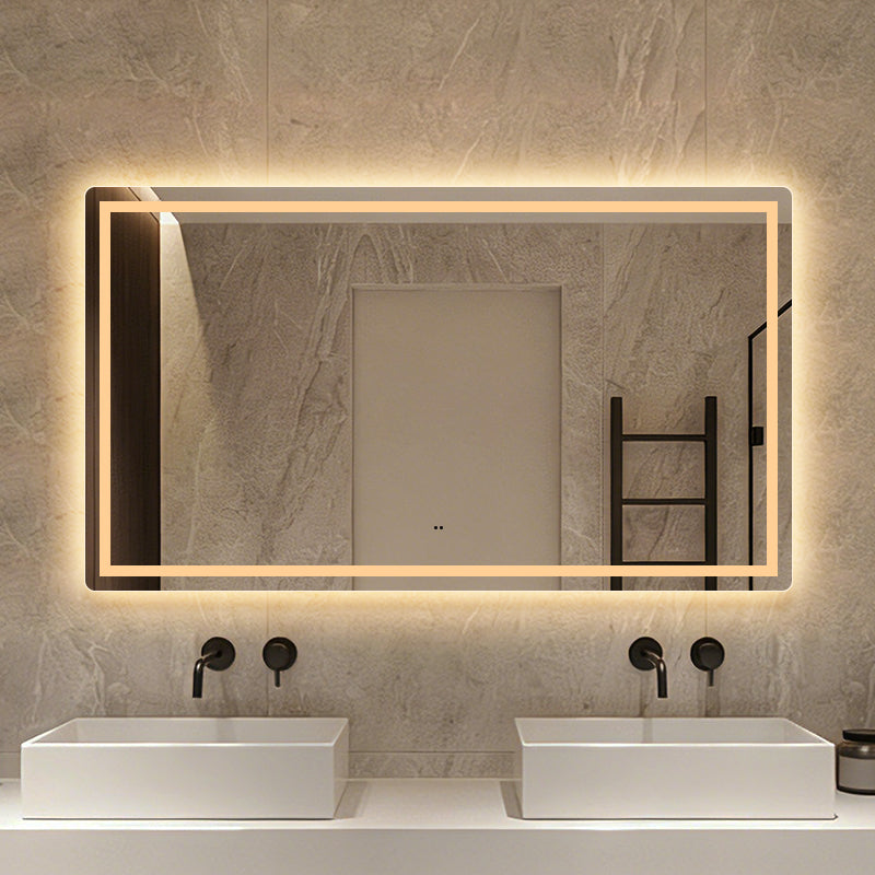 Firkantet Spejl med Frontlight LED-lys og Antidug 140x80 cm