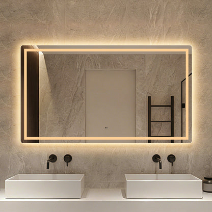Firkantet Spejl med Frontlight LED-lys og Antidug 140x80 cm