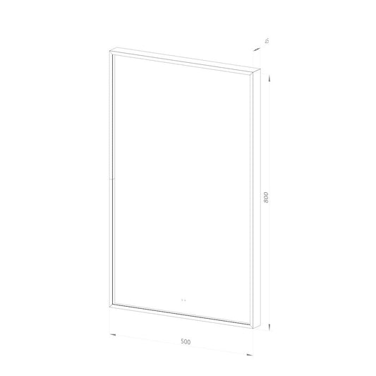 Rektangulært Spejl med LED-lys i Ramme og Antidug 50x80 cm, Sort Ramme