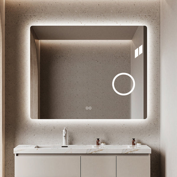 Rektangulært spejl med LED-lys og antidug 100x80 cm fra Spejlshoppen