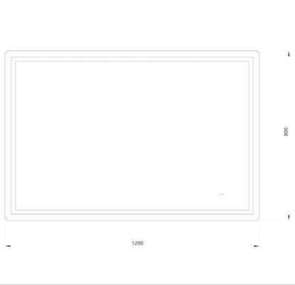 Firkantet Spejl med LED-lys (front + backlight) og Antidug 120x80 cm