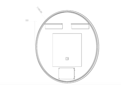 Stregtegning af badeværelsesspejl Ø110 cm