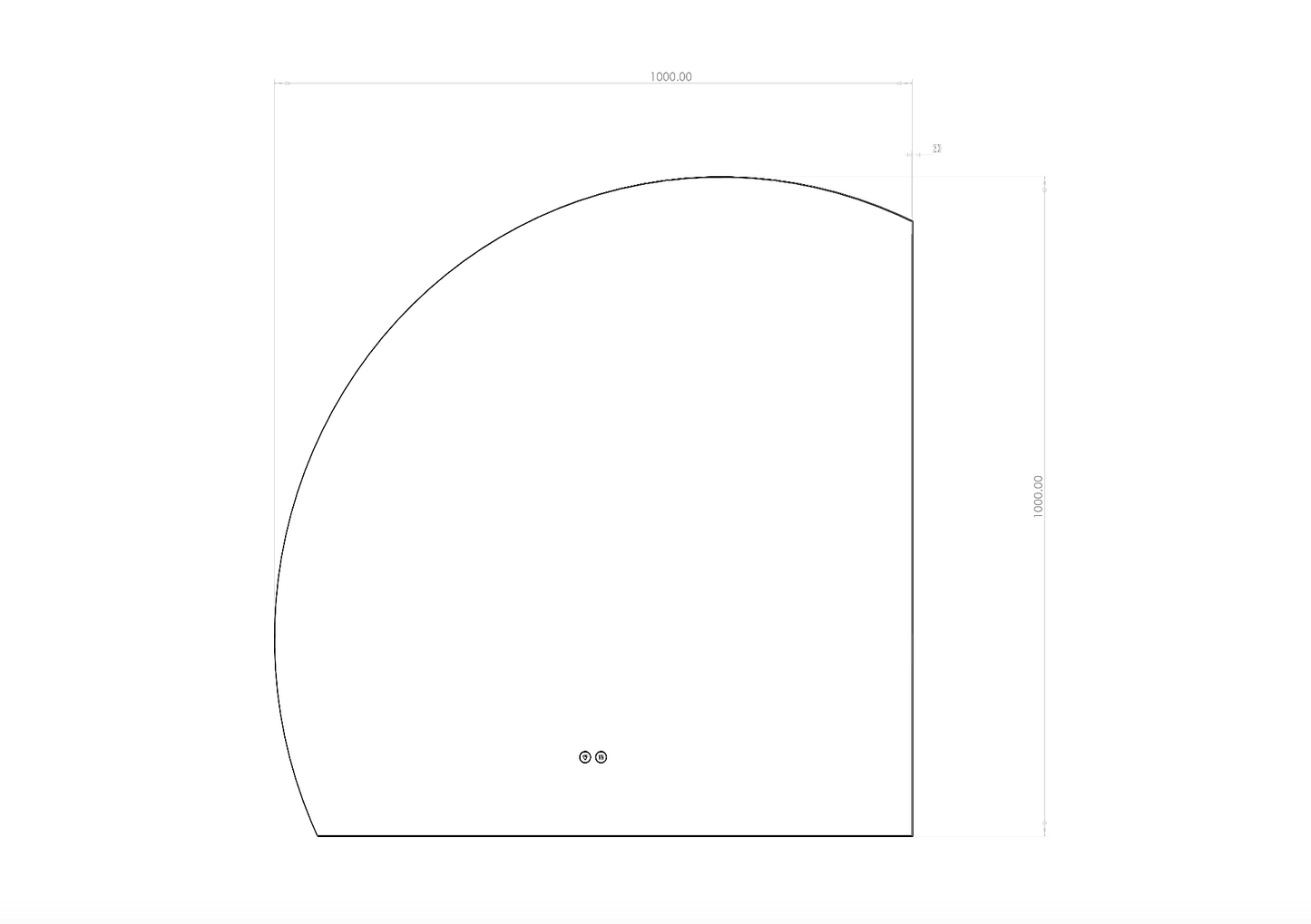 Køb halvcirkel spejl med LED-lys og antidug 100x100 cm (Venstrevendt)