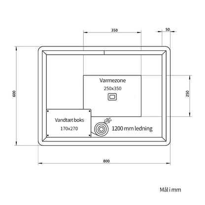 Rektangulært Spejl med LED-lys og Antidug 80x60 cm