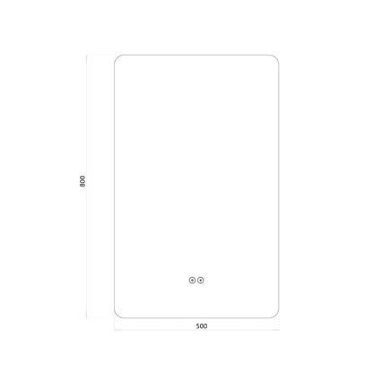 Rektangulært Spejl med LED-lys og Antidug 50x80 cm