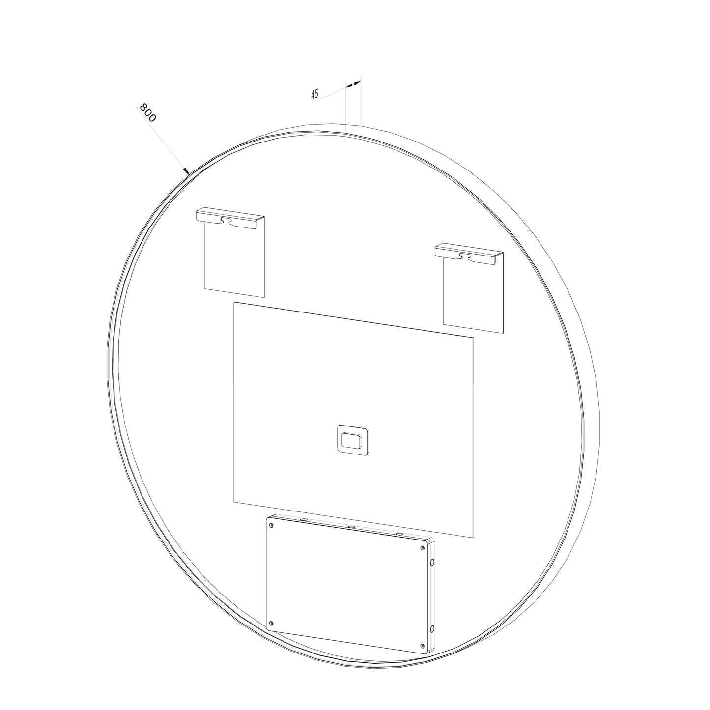 Rundt Spejl med LED-lys i Ramme og Antidug Ø80, Guld Ramme