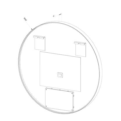 Rundt Spejl med LED-lys i Ramme og Antidug Ø80, Guld Ramme