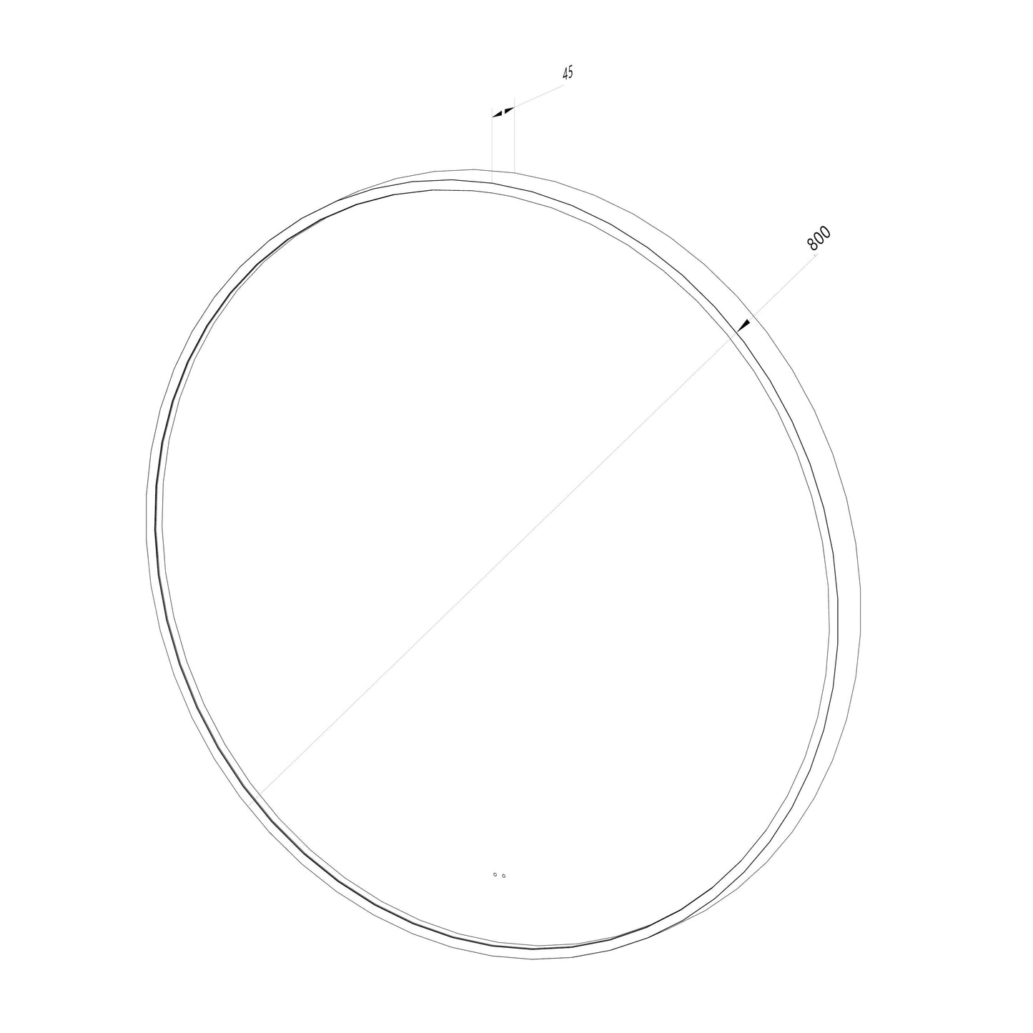 Rundt Spejl med LED-lys i Ramme og Antidug Ø80, Guld Ramme