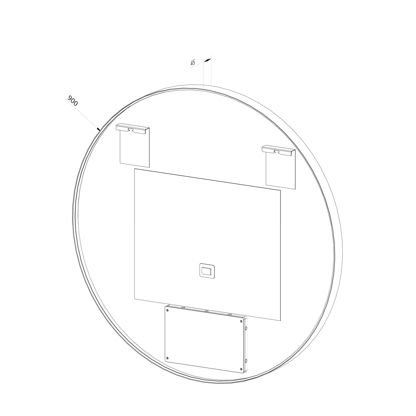Rundt Spejl med LED-lys i Ramme og Antidug Ø90, Guld Ramme
