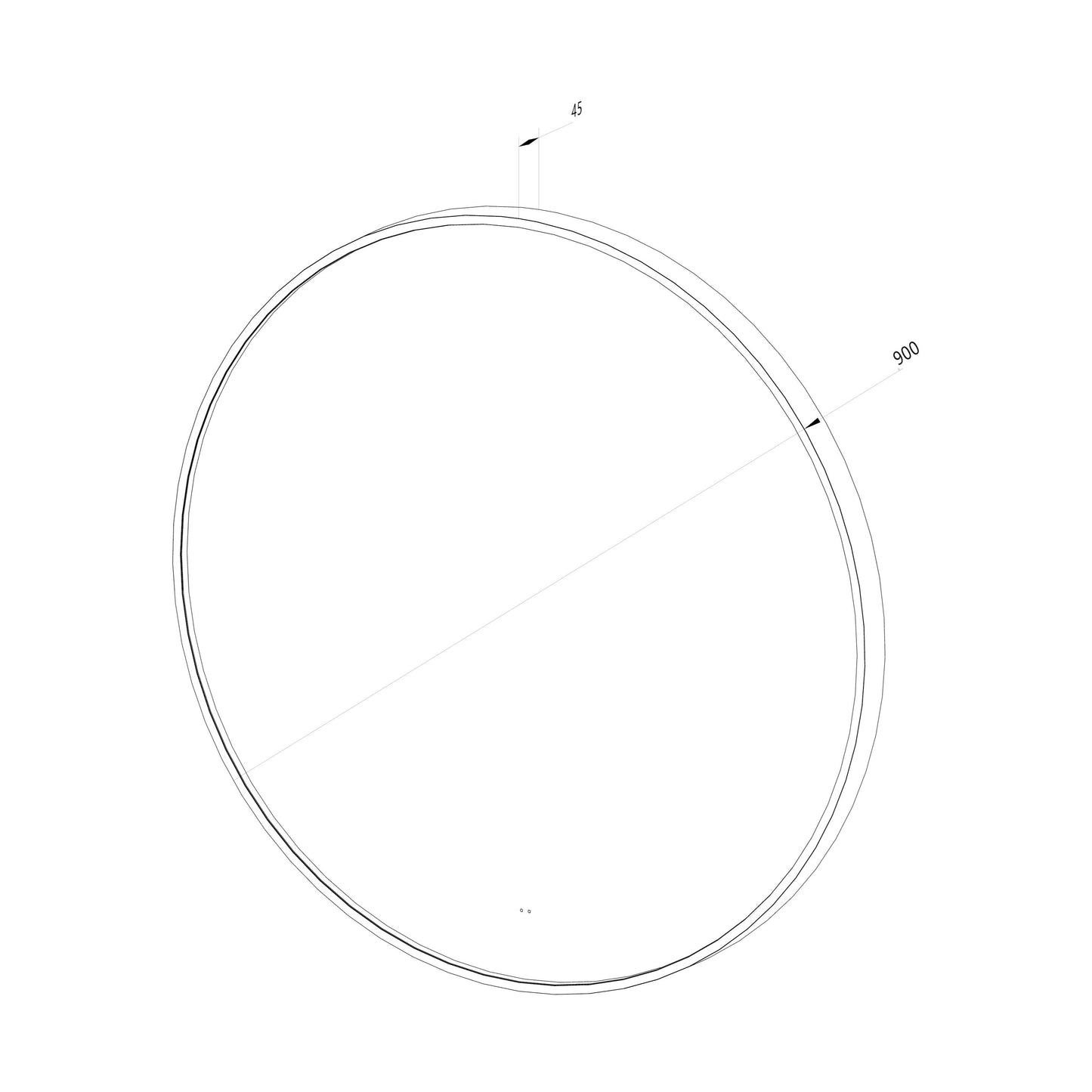 Rundt Spejl med LED-lys i Ramme og Antidug Ø90, Guld Ramme