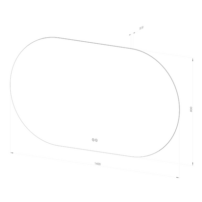 Ovalt Spejl med Lys og Antidug 140x80 cm