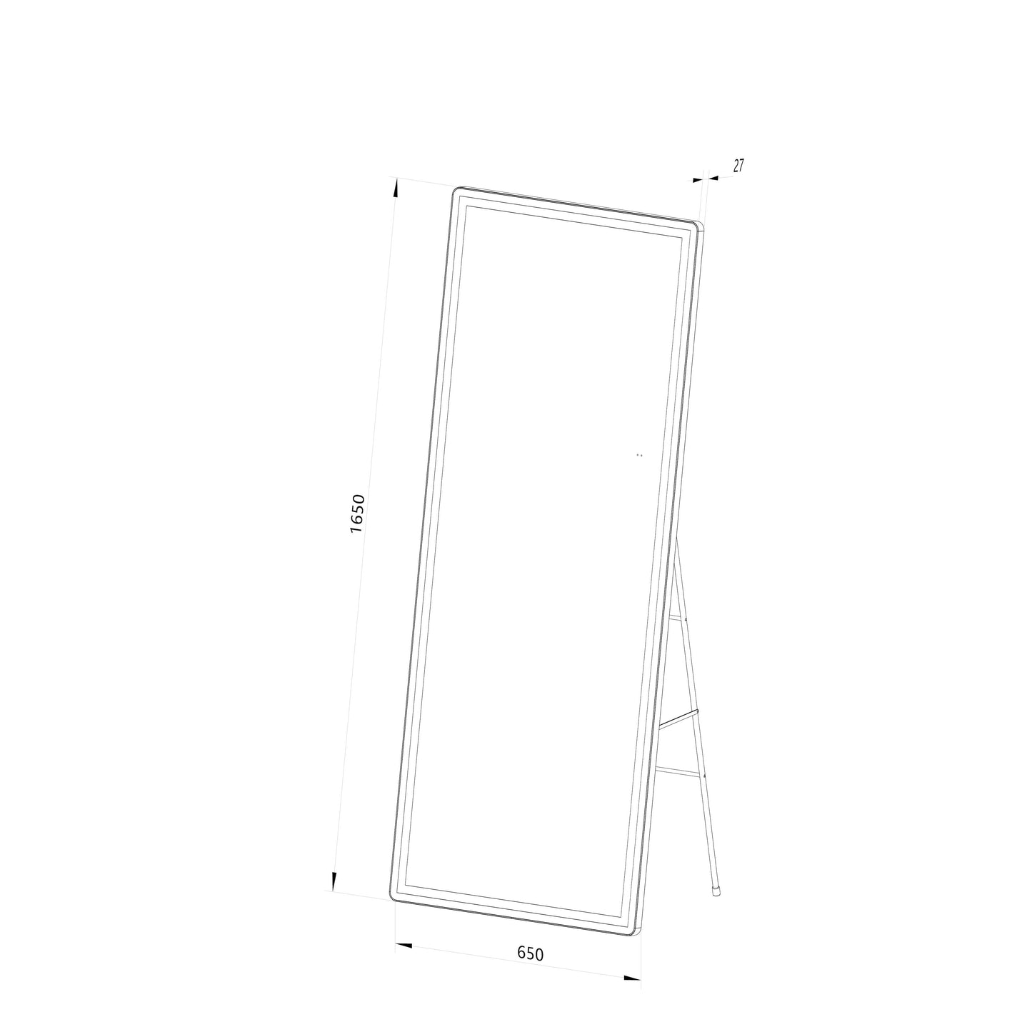 Helfigur Spejl med LED-lys 65x165 cm til både gulv og væg