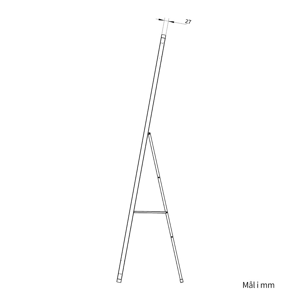Måltegning af gulvspejl 65x165 cm på stativ set direkte fra siden