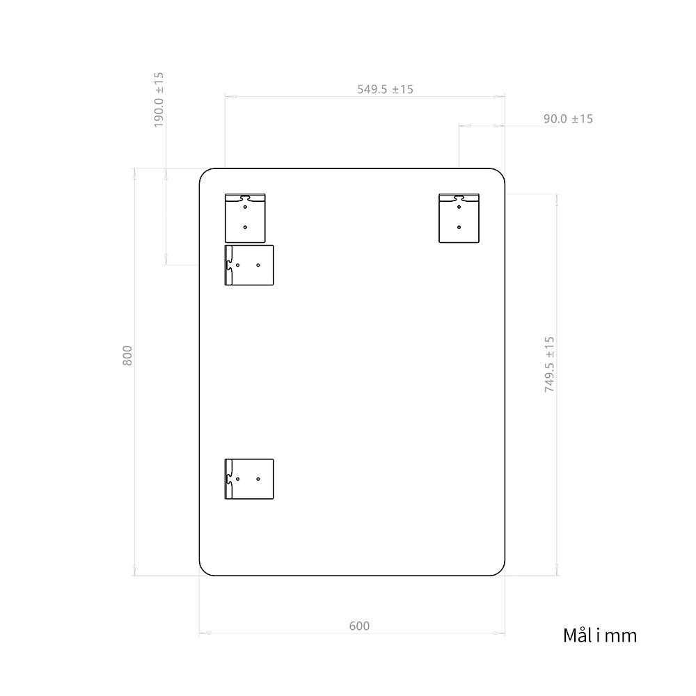 Rektangulært Spejl 60x80 cm