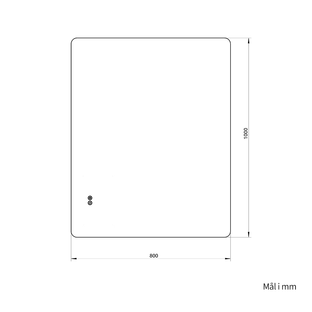 Rektangulært Spejl med LED-lys og Antidug 80x100 cm