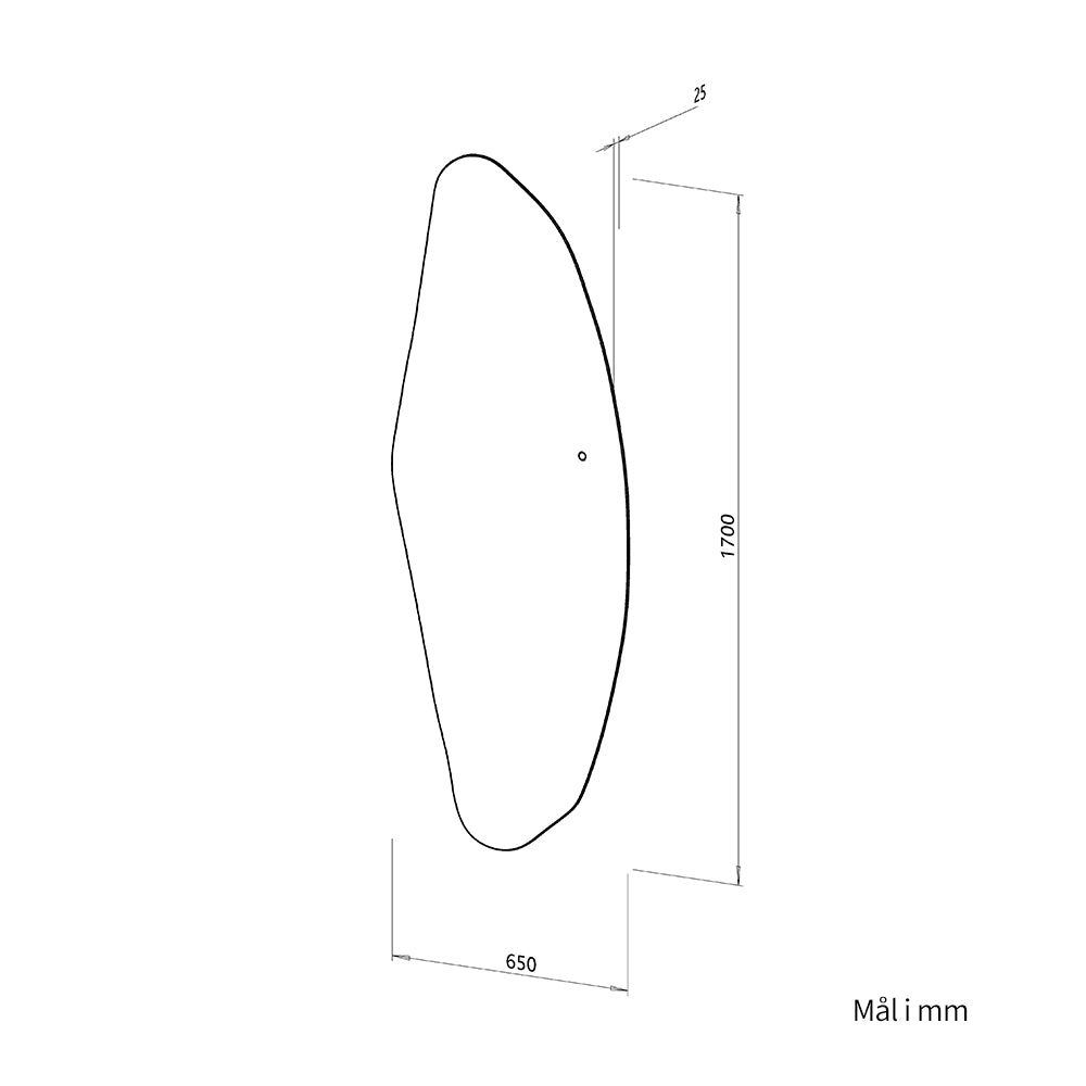 Organisk Helfigur spejl med LED-lys til væg 65x170 cm