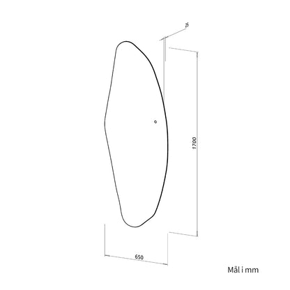 Organisk Helfigur spejl med LED-lys til væg 65x170 cm