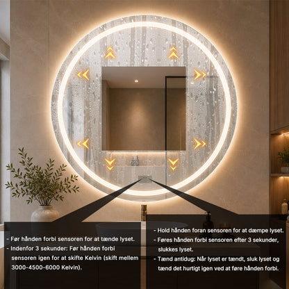 Rundt Spejl med Frontlight LED-lys og Antidug Ø100 cm