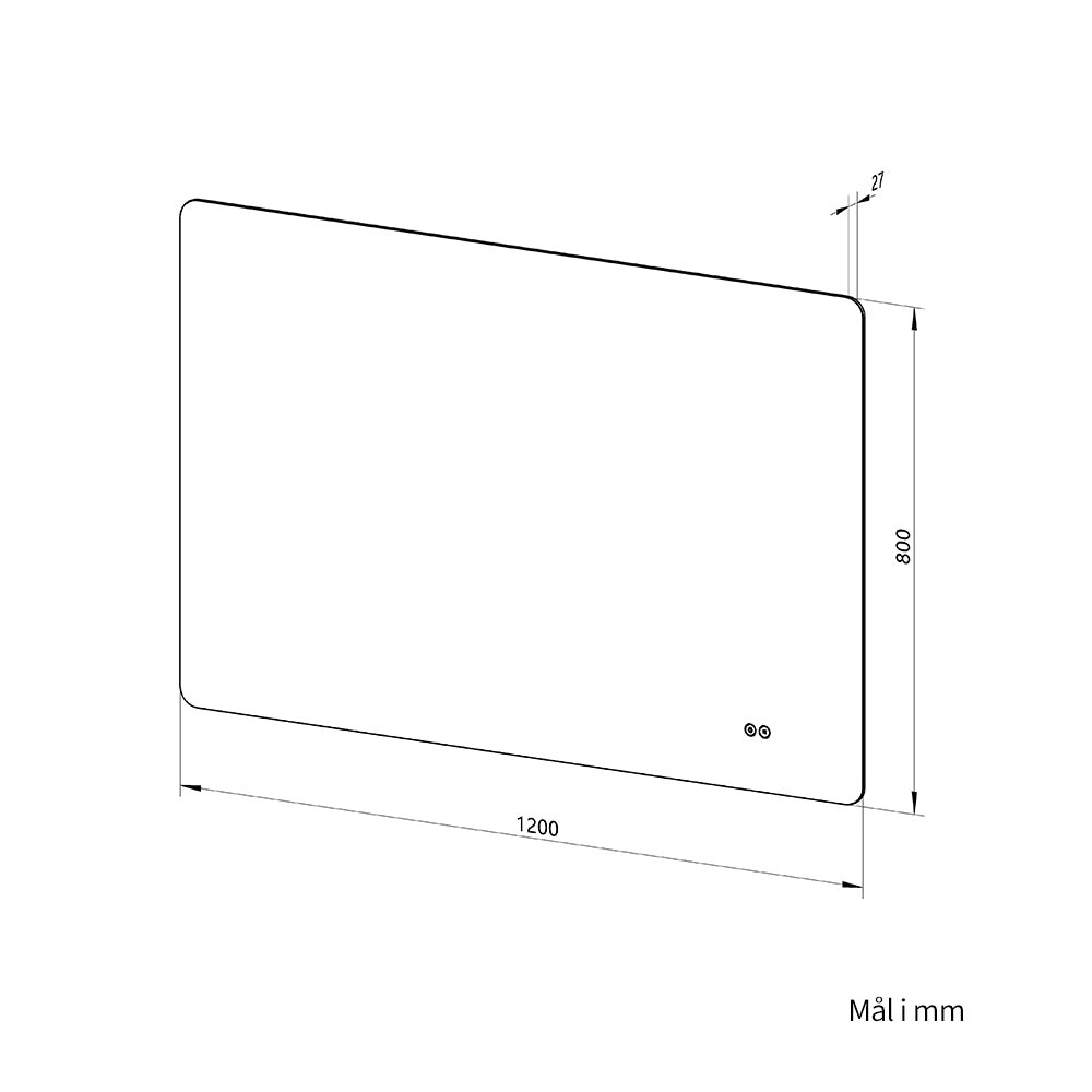 Rektangulært Spejl med LED-lys og Antidug 120x80 cm