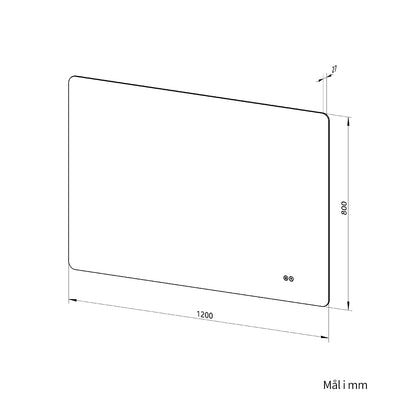 Rektangulært Spejl med LED-lys og Antidug 120x80 cm