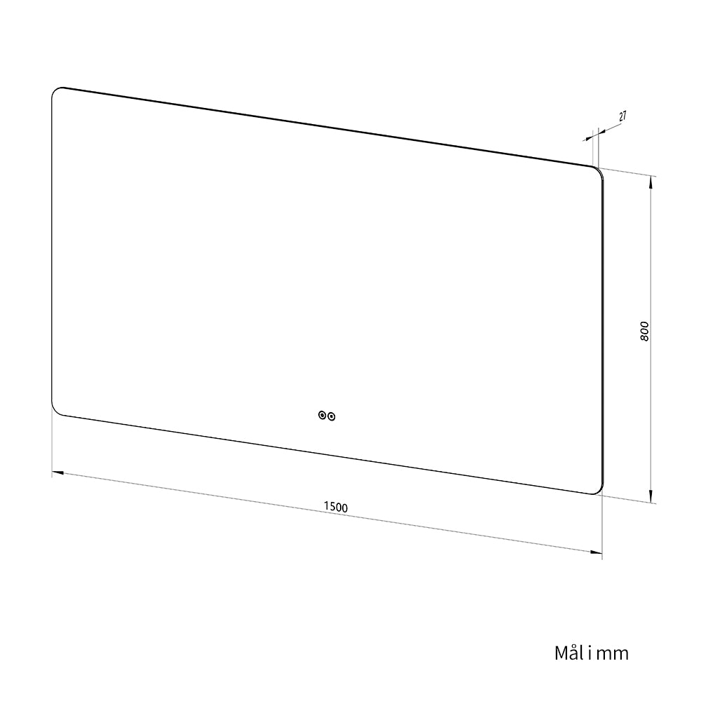 Rektangulært Spejl med LED-lys og Antidug 150x80 cm