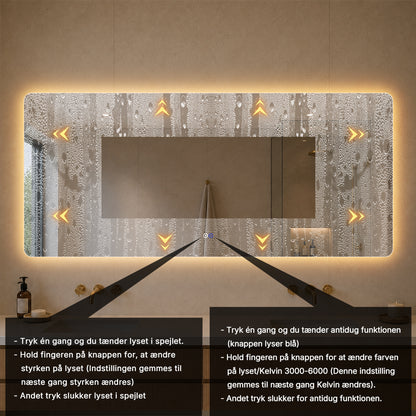 Rektangulært Spejl med LED-Lys og Antidug 180x80 cm