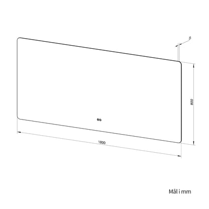 Rektangulært Spejl med LED-Lys og Antidug 180x80 cm