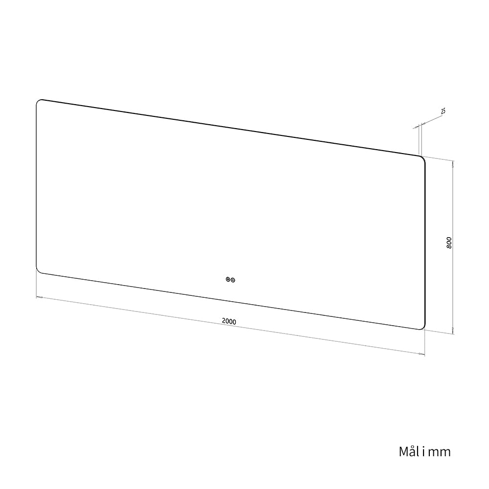 Rektangulært Spejl med LED-Lys og Antidug 200x80 cm