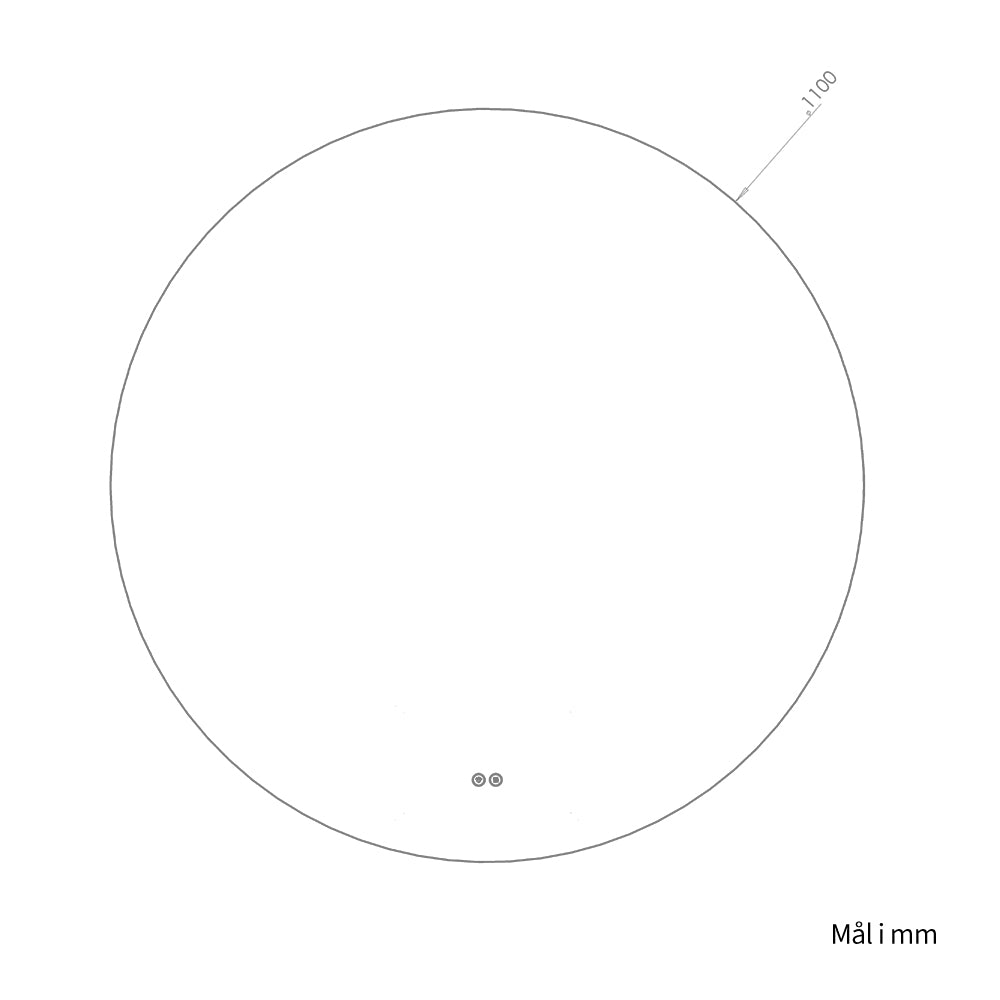 Rundt spejl med LED-lys og Antidug Ø110 cm
