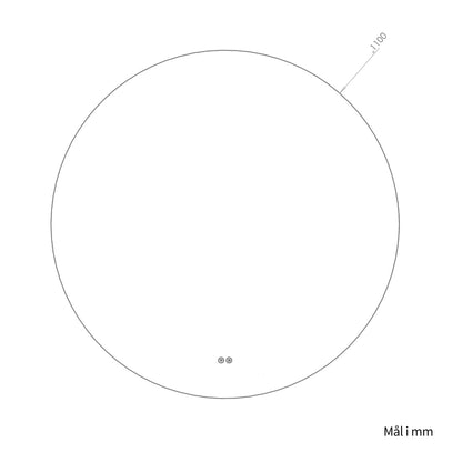 Rundt spejl med LED-lys og Antidug Ø110 cm
