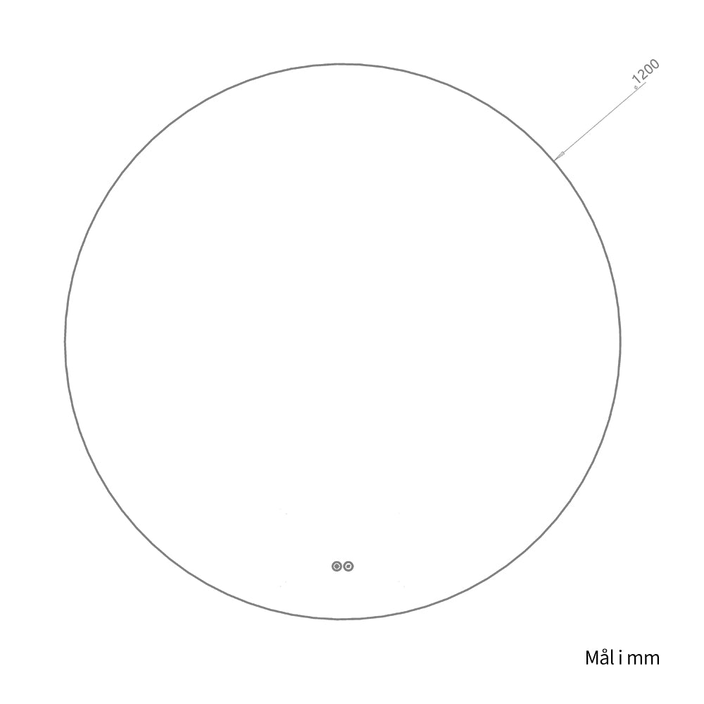 Rundt spejl med LED-lys og Antidug Ø120 cm