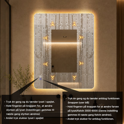 Rektangulært Spejl med LED-lys og Antidug 80x100 cm