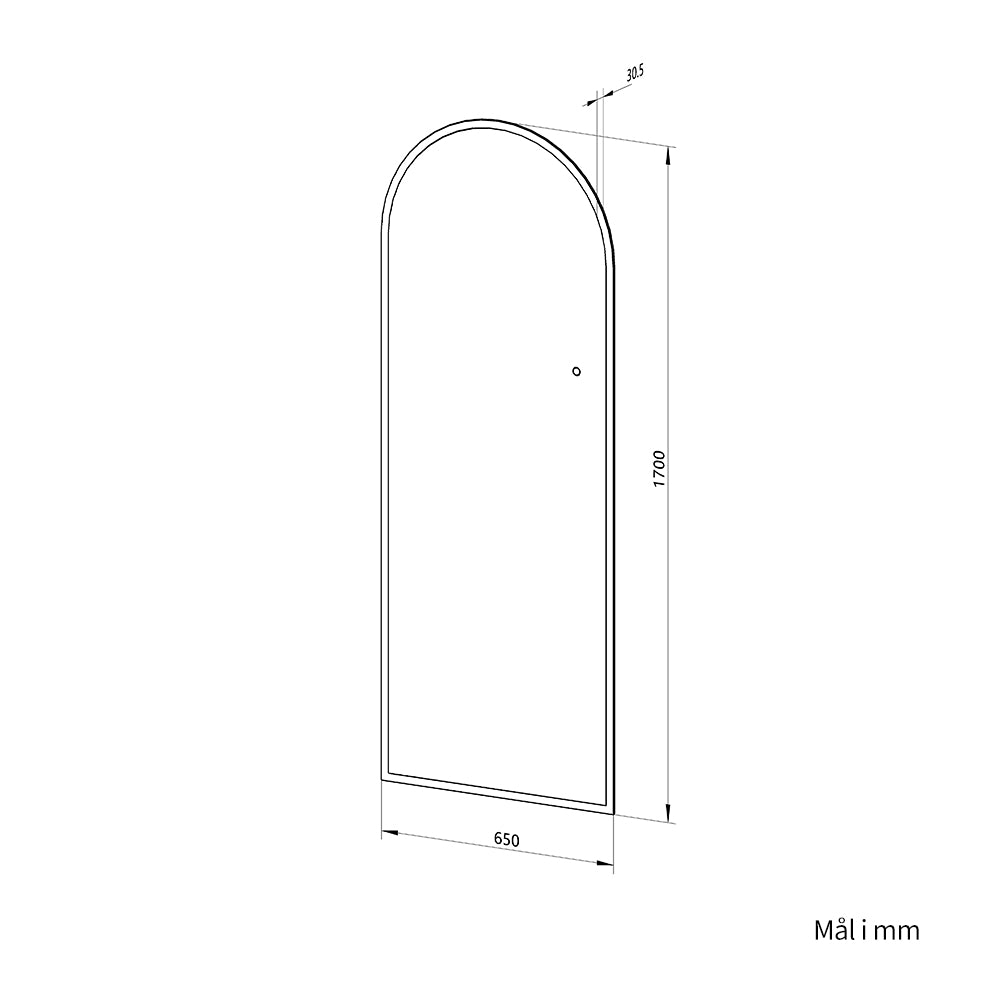 Helfigur Spejl med LED-lys 65x170 cm, buet top