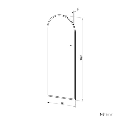 Helfigur Spejl med LED-lys 65x170 cm, buet top