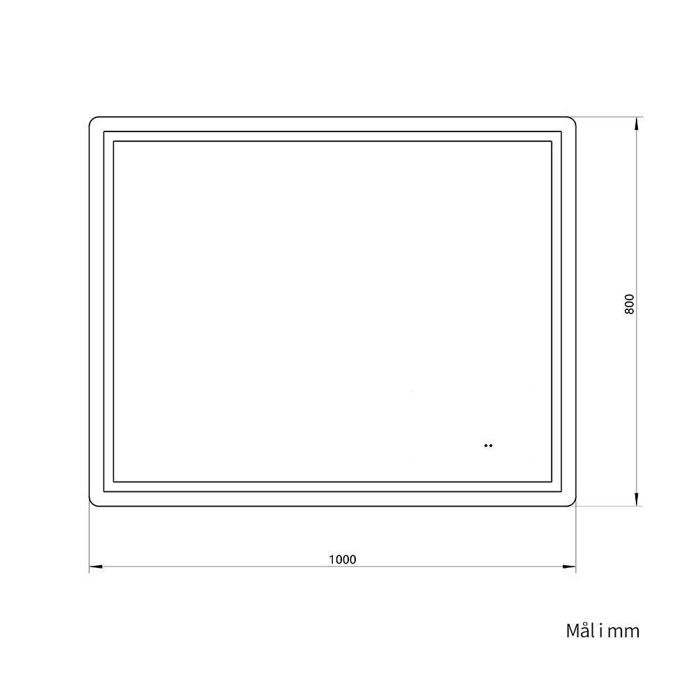 Firkantet Spejl med Frontlight LED-lys og Antidug 100x80 cm