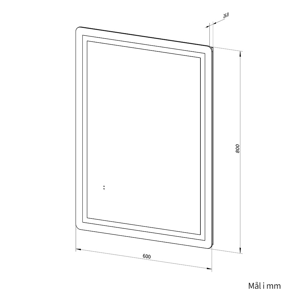 Firkantet Spejl med Frontlight LED-lys og Antidug 60x80 cm