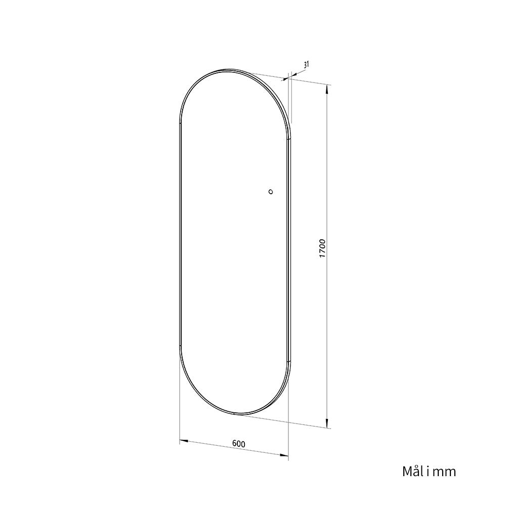 Helfigur Oval Spejl med LED-lys 60x170 cm - Guld ramme