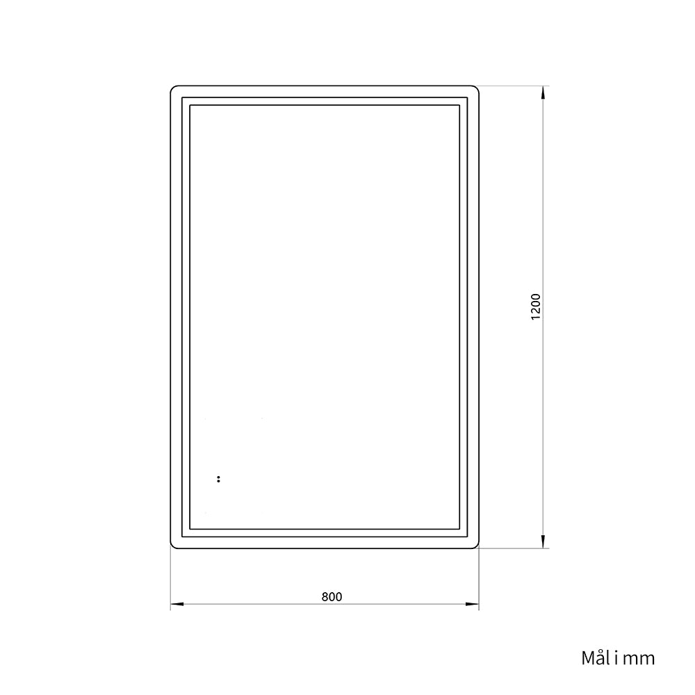 Firkantet Spejl med Frontlight LED-lys og Antidug 80x120 cm