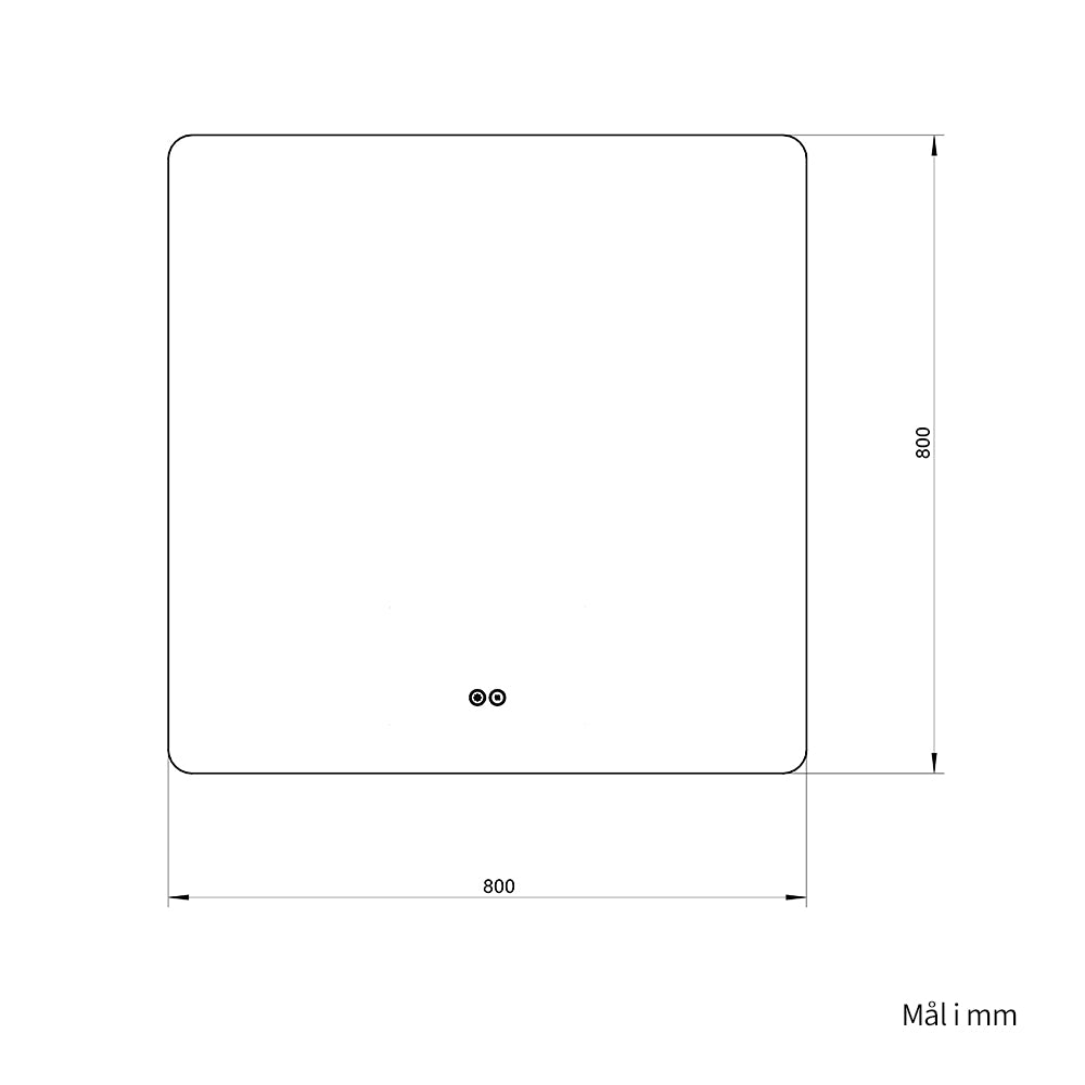 Kvadratisk spejl med LED-lys og Antidug 80x80 cm