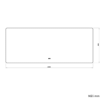 Rektangulært Spejl med LED-Lys og Antidug 200x80 cm