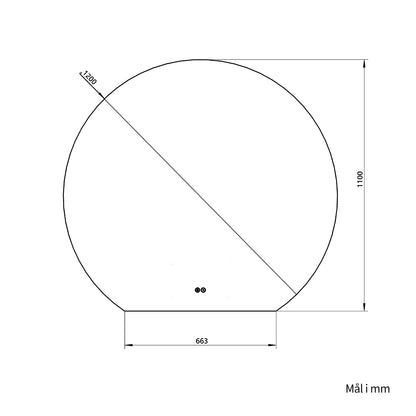 Rundt spejl med LED-lys og Antidug Ø120 cm - Skåret