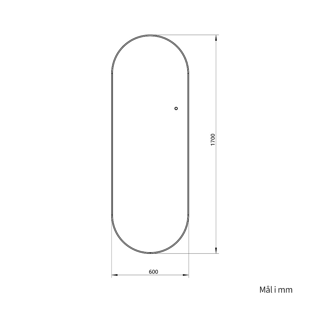 Helfigur Oval Spejl med LED-lys 60x170 cm - Guld ramme