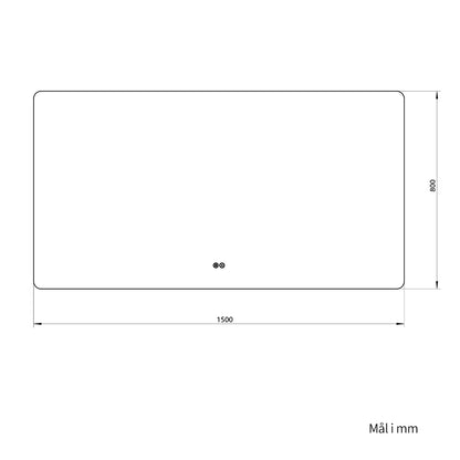 Rektangulært Spejl med LED-lys og Antidug 150x80 cm
