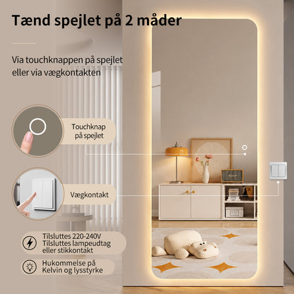 Helfigur Spejl med LED-lys 70x170 cm