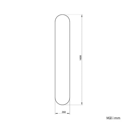 Ovalt helfigur spejl 26x160 cm - Sort ramme