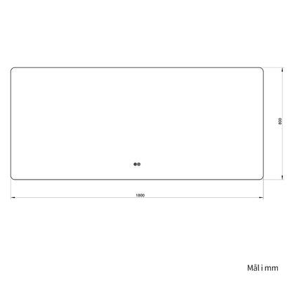 Rektangulært Spejl med LED-Lys og Antidug 180x80 cm